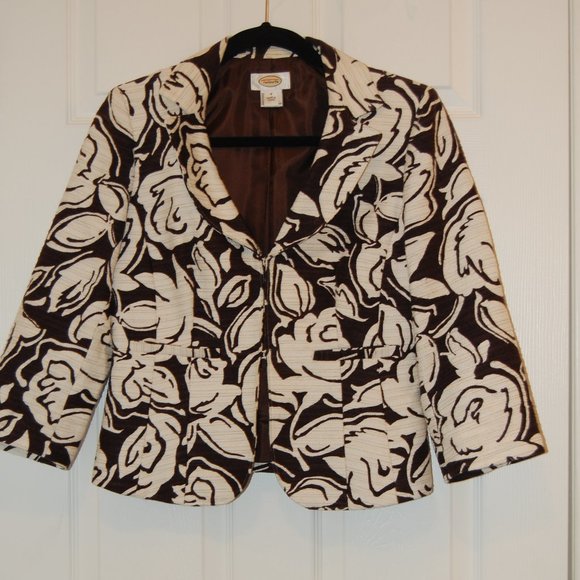 TALBOTS Brown and White Women's Patterned Jacket Size 4 - Picture 1 of 8